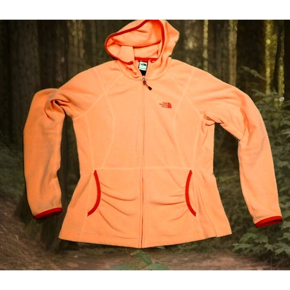 The North‎ Face Fleece Hoodie Womens Medium Peach Good Full Zip TKA 100 Jacket